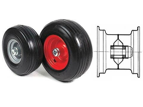 RIBBED TYRED WHEELS WITH BEARINGS AND CAP