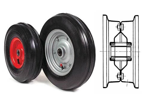 LEADING TYRED WHEELS WITH BEARINGS