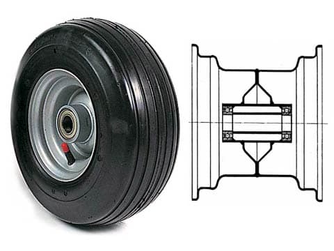 RIBBED TYRED WHEELS WITH BEARINGS