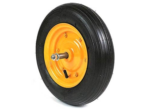 TYRED WHEELS WITH BEARINGS AND THREADED AXLE