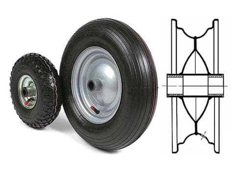 TYRED WHEELS WITH NYLON BUSHES AND HUB