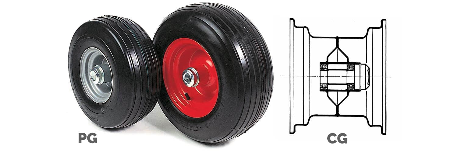 RIBBED TYRED WHEELS WITH BEARINGS AND CAP