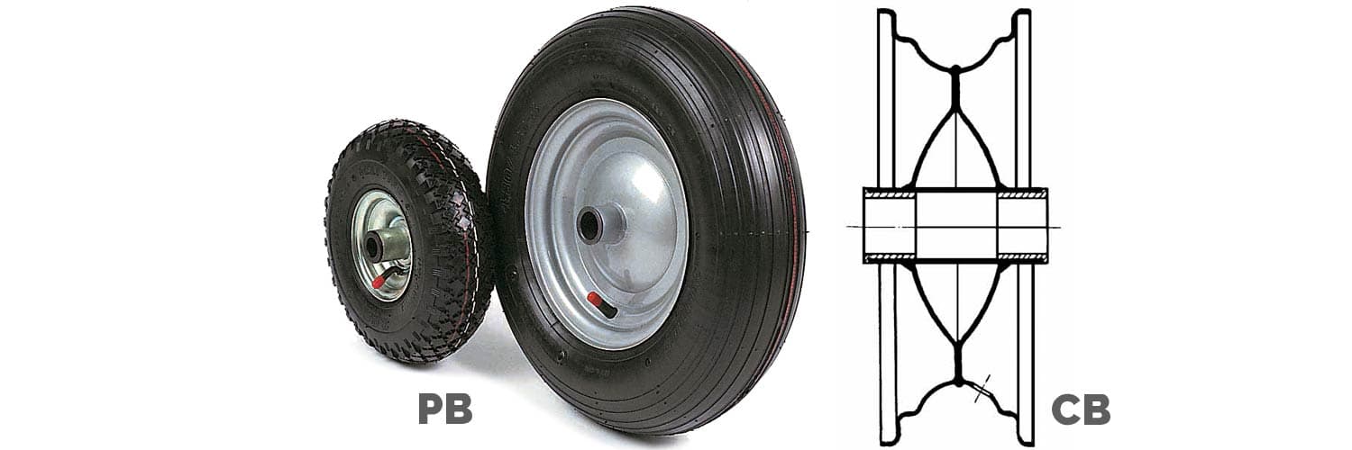 TYRED WHEELS WITH NYLON BUSHES AND HUB