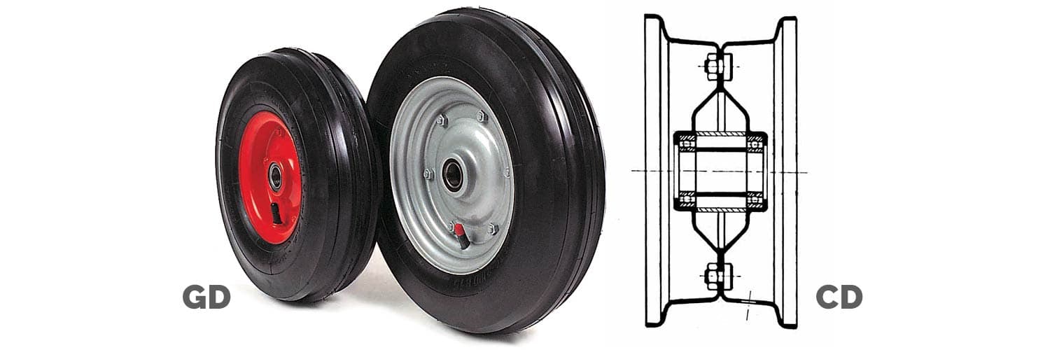 LEADING TYRED WHEELS WITH BEARINGS